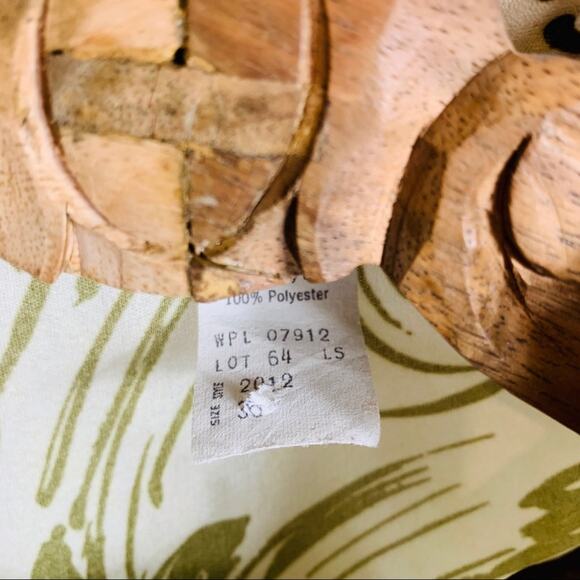 Vintage Ruffle Neck 70s Blouse Sz Medium Brown Cream - Picture 8 of 9